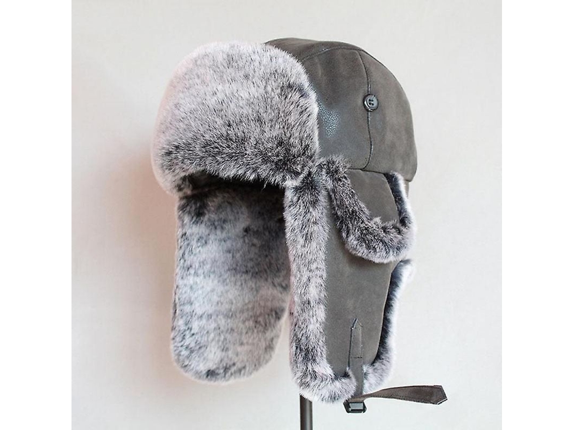 2026-gorro De Invierno Para Hombre Caliente Ushanka Ruso Con Aletas De Oído Cuero Pu Y Piel Trapper Cap Tallas M L Xl 56-58cm Negro Blanco
