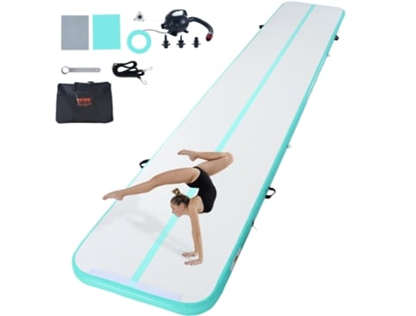 VEVOR 598cm Inflable Entrenamiento Gimnasia Gimnasia Estera Bomba Verde