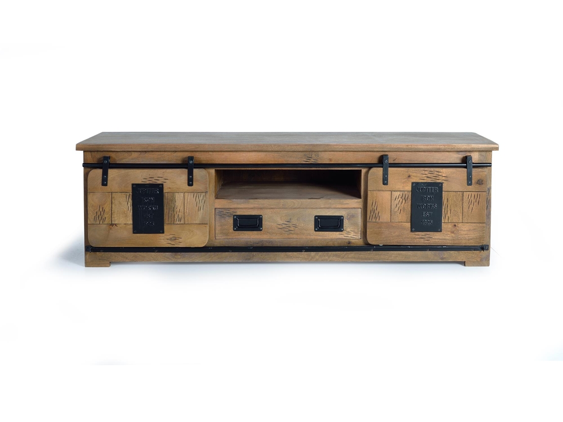 Mueble tv madera de mango Marrón.GINER Y COLOMER 55x50x180