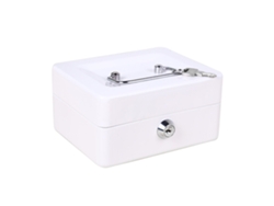 Caja De Almacenamiento Metálica Portátil Multirejilla Con Cerradura De Llave Para Herramientas Y Documentos - Blanca