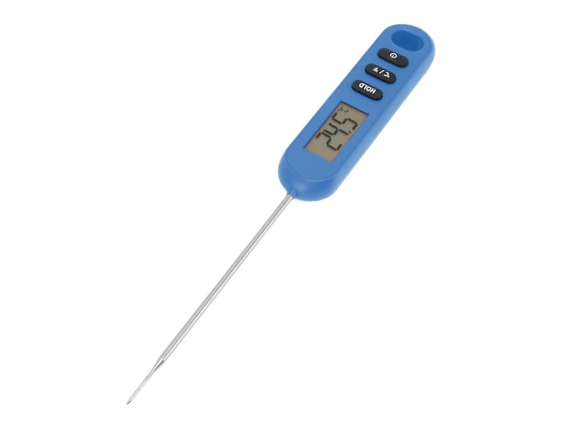 Termómetro digital para alimentos, apto para carne, lectura instantánea, cocina, barbacoa, con sonda larga, color azul, GOKOCO