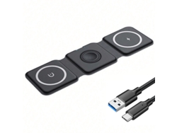 Cargador Inalámbrico 3 En 1 De 100 W Con Soporte Magnético Y Base De Carga Rápida (cableado Negro)