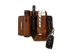 Organizador de cuero EDC, funda compacta para multiherramientas de alta flexibilidad, bolsa de cinturón de uso diario con funda para linterna