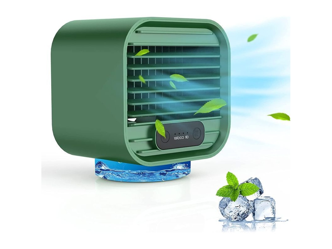 Aire Acondicionado Portátil Herlly, Enfriador Evaporativo Con 3 Velocidades Y Batería Recargable Usb (verde)