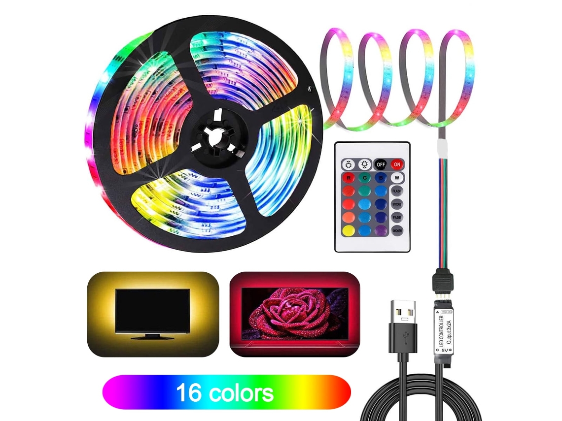 Luzes de Tira Led Usb Led Tv Backlight 3M 5050 Rgb Lâmpada À Prova D'Água para Tv Desktop Pc GERTIZ