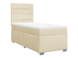 Maison Exclusive - Cama Box Spring Con Colchón Tela Color Crema 90x190 Cm