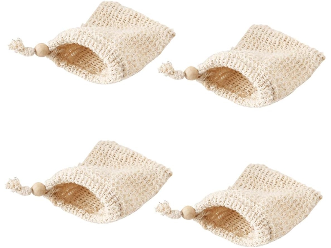 Bolsa Para Sabonete Villcase Em Algodão E Linho Com Cordão, Leve E Funcional Para Banheiro E Viagens, Kit De 4 Peças