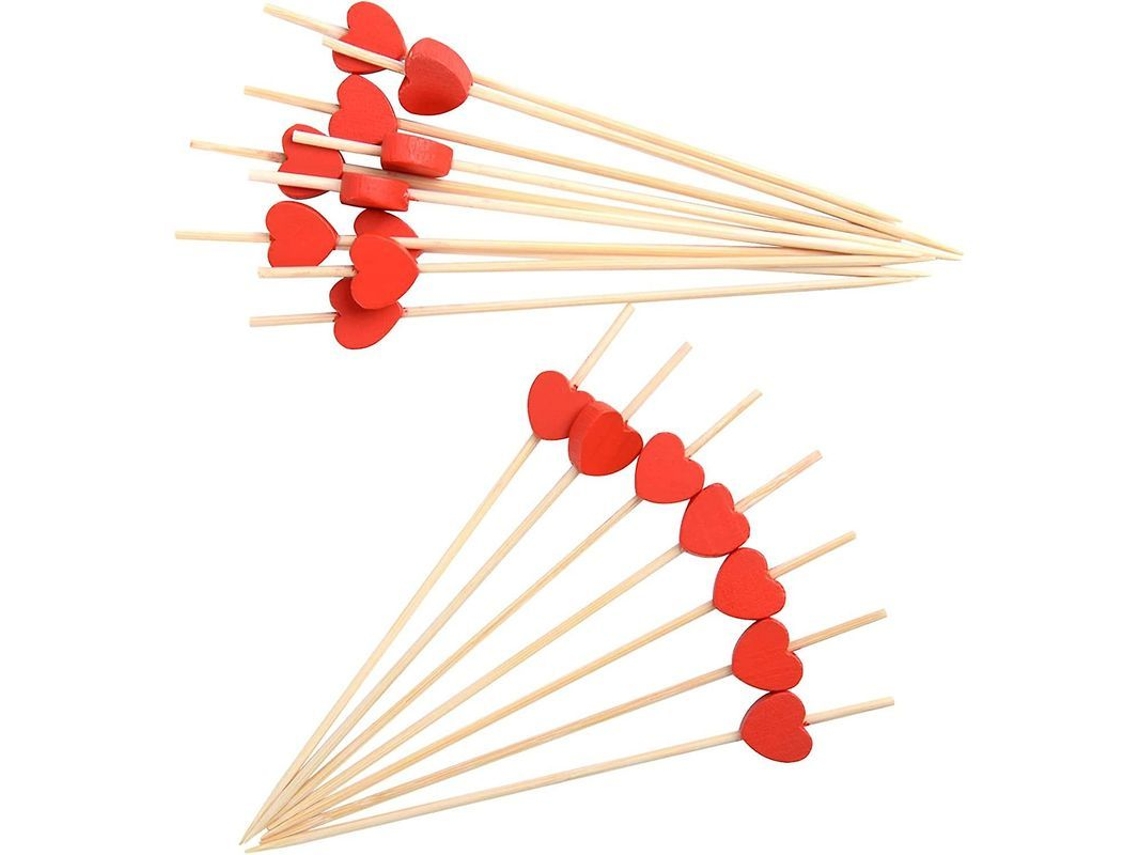 100 Palillos De Cóctel De Bambú Con Forma De Corazón, 12 Cm, Palillos Decorativos Para Fiestas.