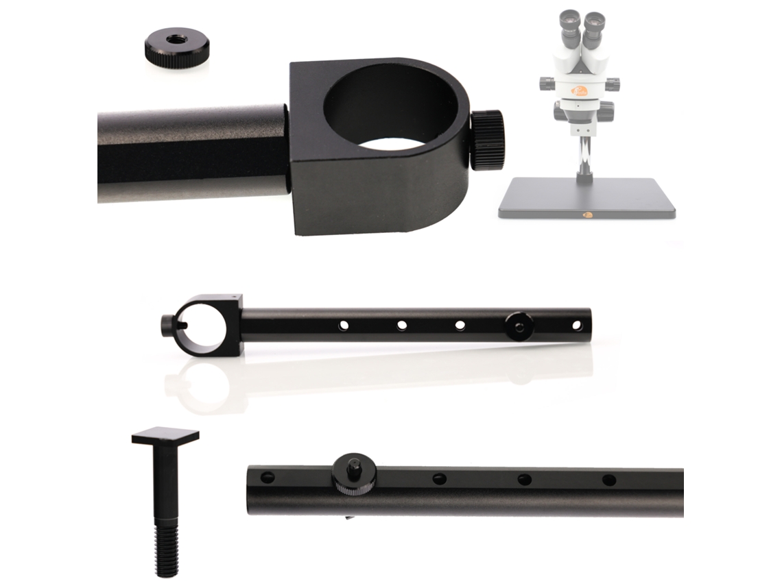 Soporte para microscopio estereoscópico de 196 mm – Montaje en columna | Ajuste de 360° | Compacto