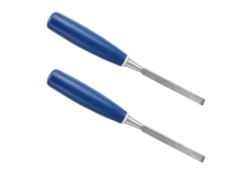 2pcs Cuchillos De Madera De Alta Dureza Set De Cinceles Para Carpintería Mango Azul Cincel Plano Ranurado 3/8in