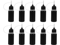 Paquete De 50 Frascos Aplicadores De Plástico Blando Negro De 10 Ml Con Punta Fina Y Tapa.