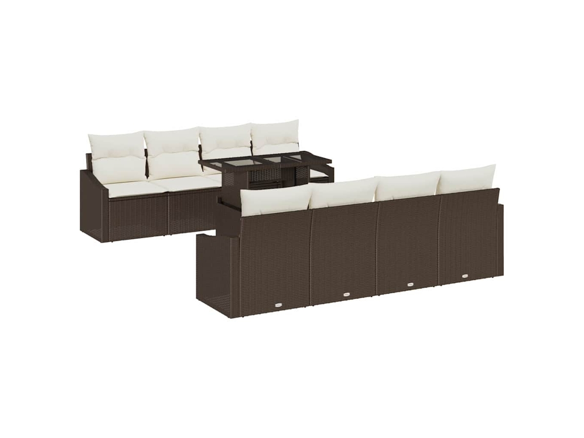 Maison Exclusive - Conjunto De Sofá De Jardín 7 Pcs Marrón Y Crema Ratán Sintético