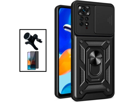 Kit Protector de Pantalla 5D Anti-Spy + Carcasa Magnetic + Soporte Magnético de Coche para Xiaomi Redmi Note 11 Pro PHONECARE Negro