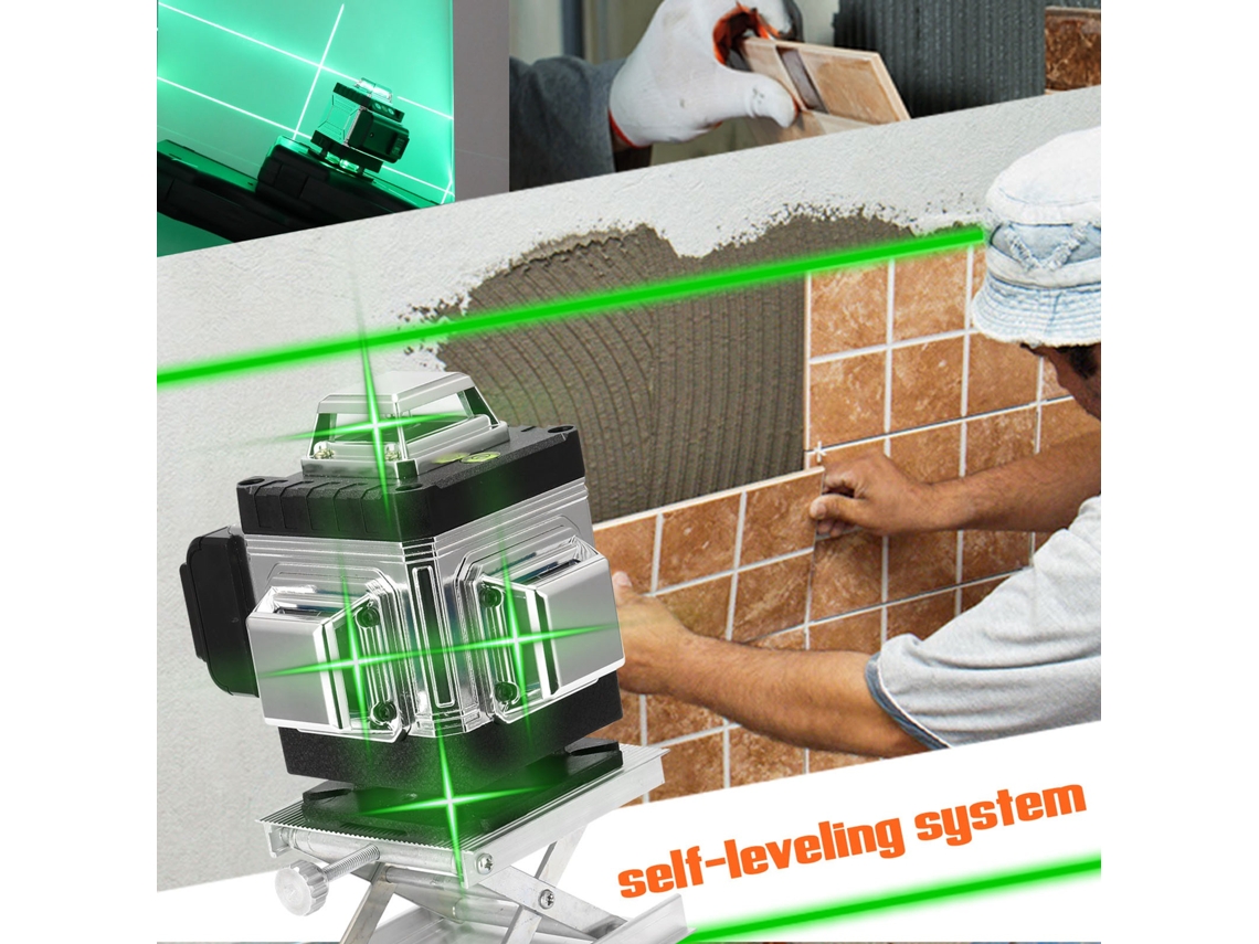 Nivel Láser Multifuncional De 16 Líneas Con Autonivelación De 3° Y Control Remoto Mediante Aplicación Bluetooth.