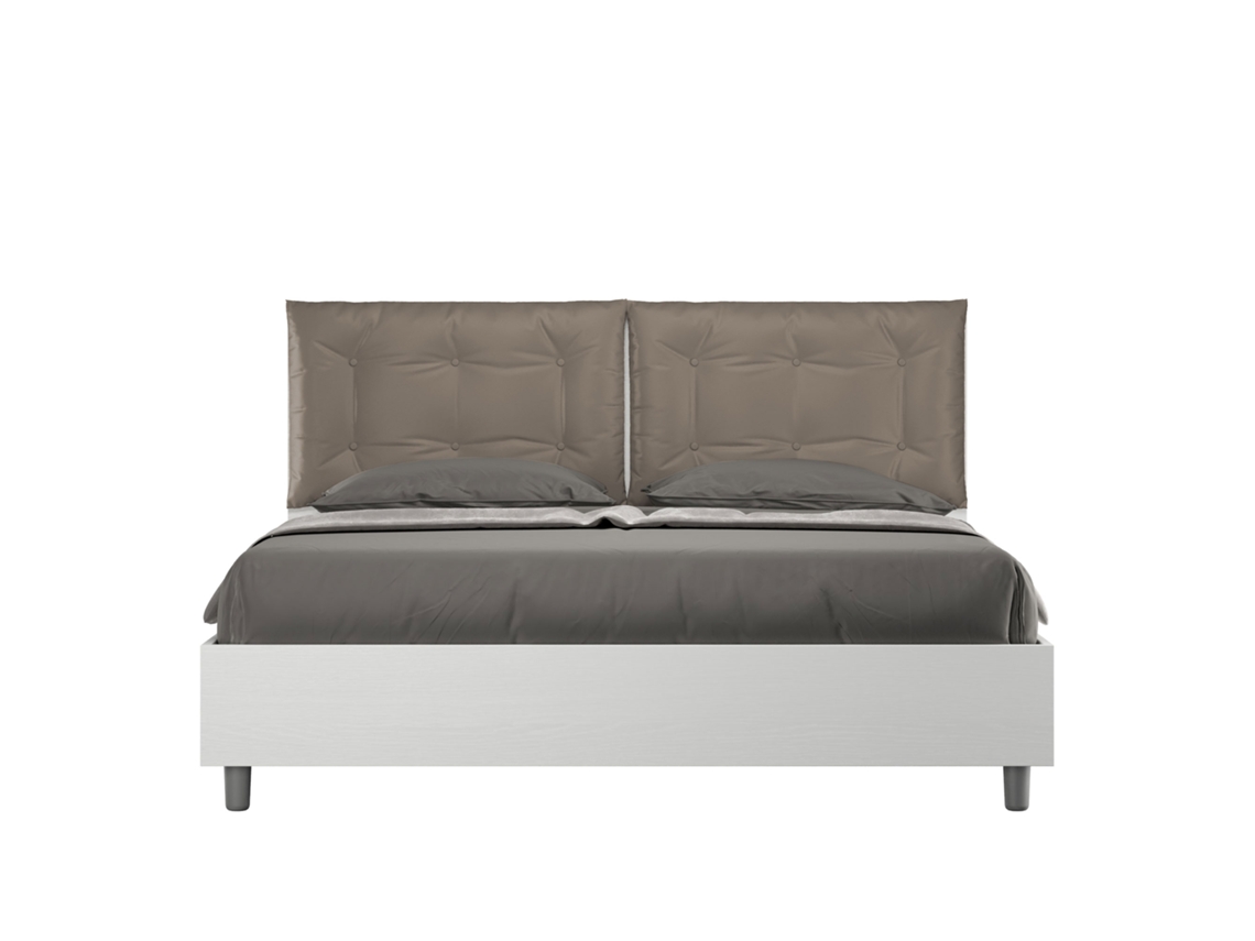 Cama Doble Contenedor Cojines Símil Capuchino Egos ITYHOME Madera Piel Sintética Marrón (160x190)