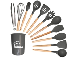 Set De Utensilios De Cocina De Silicona Antiadherente 12 Piezas Gris Gertiz