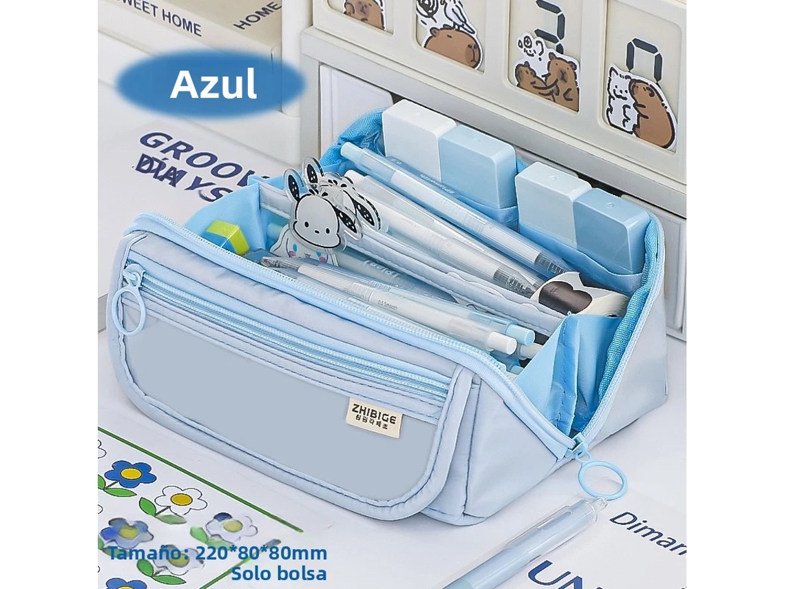 Estojo Prismático de Grande Capacidade, Design Multifuncional, Tecido de Alta Qualidade. MDUG (azul)