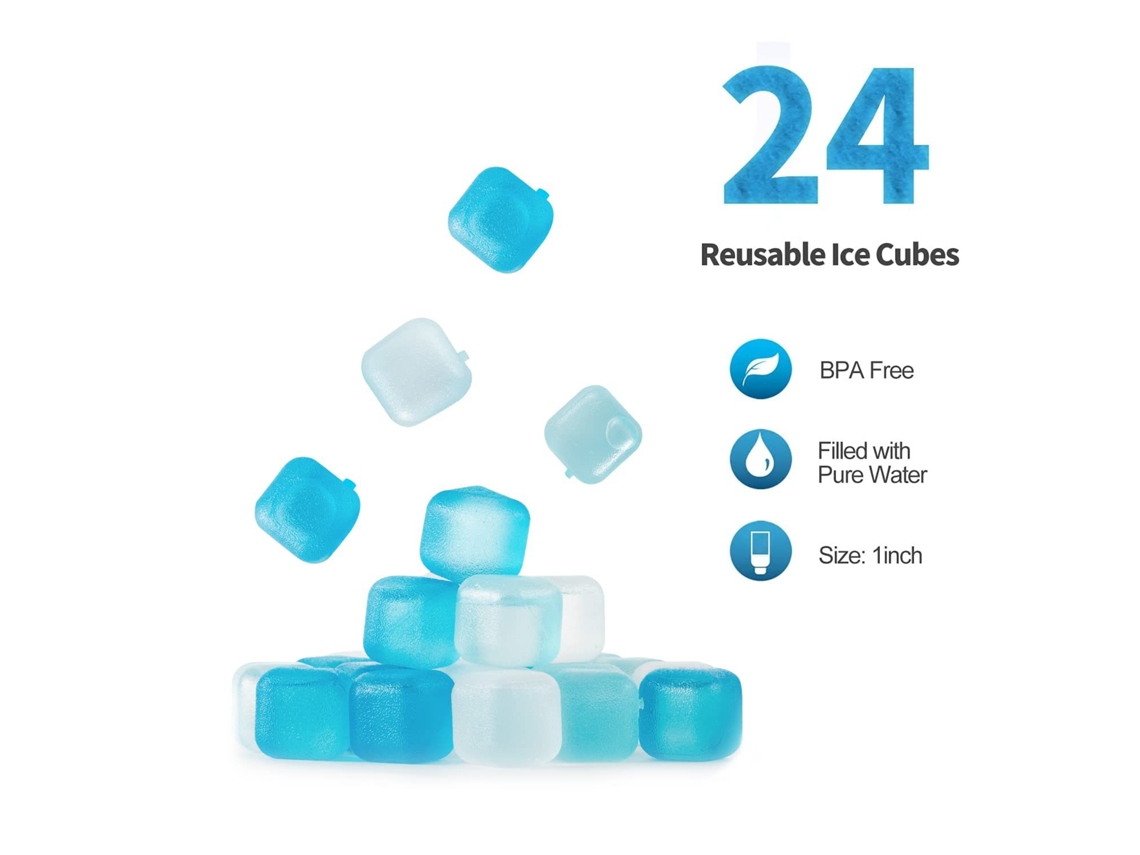 Blocos De Gelo De Plástico Reutilizáveis (24), Azuis E Brancos.