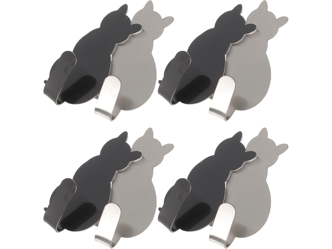 8 Ganchos Adhesivos De Pared De Acero Inoxidable, Impermeables Y Resistentes, Juego De 8 Con Forma De Gato.