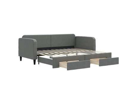 VIDAXL Sofá cama nido con cajones tela gris oscuro 90x200 cm