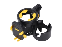 Portavasos 3 En 1 Con Soporte Para Teléfono Móvil Para Cochecitos De Bebé, Andadores Y Patinetes - Negro Y Amarillo