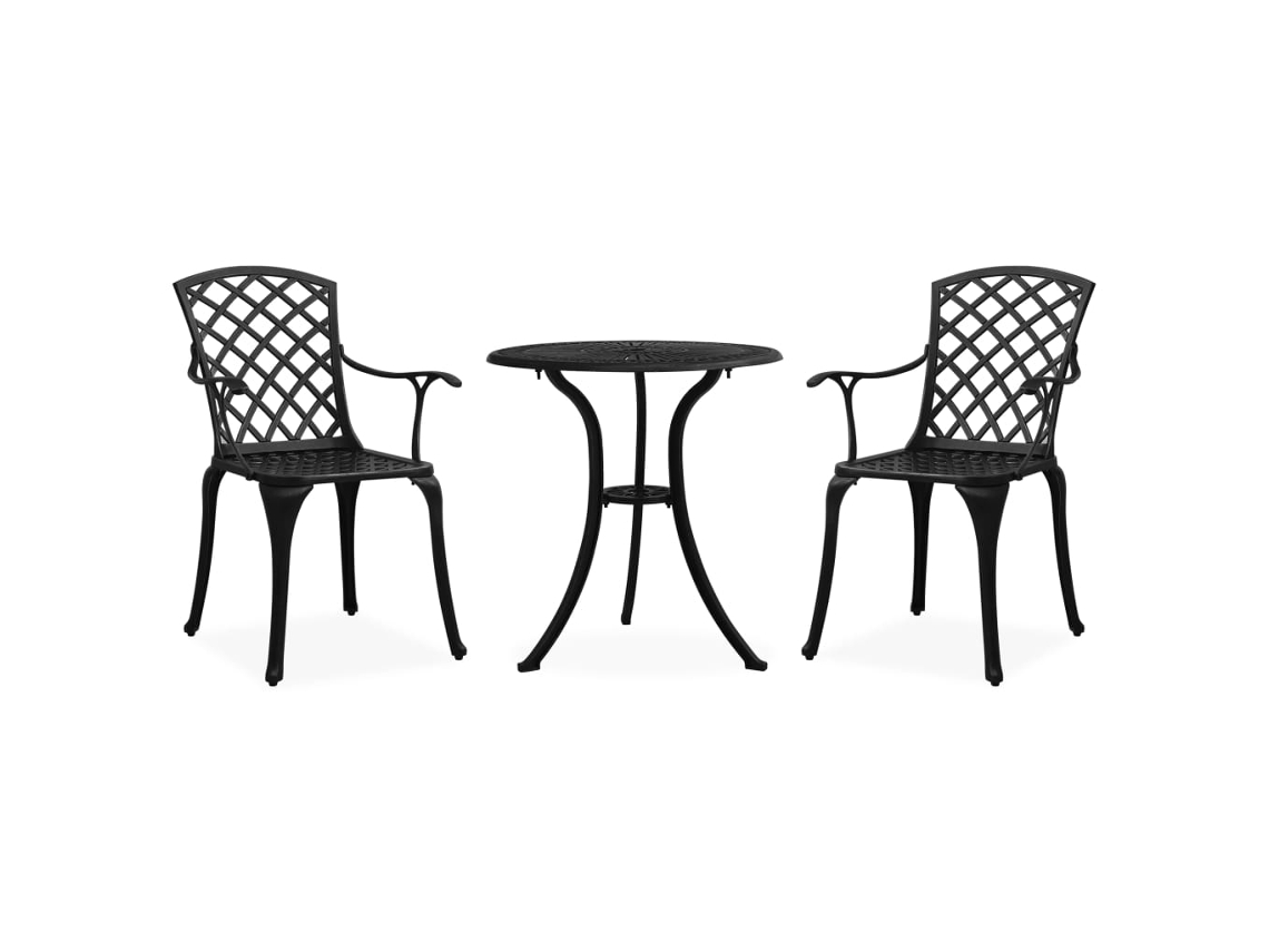 Conjunto de bistró de 3 piezas de aluminio fundido negro de DKD Home Decor