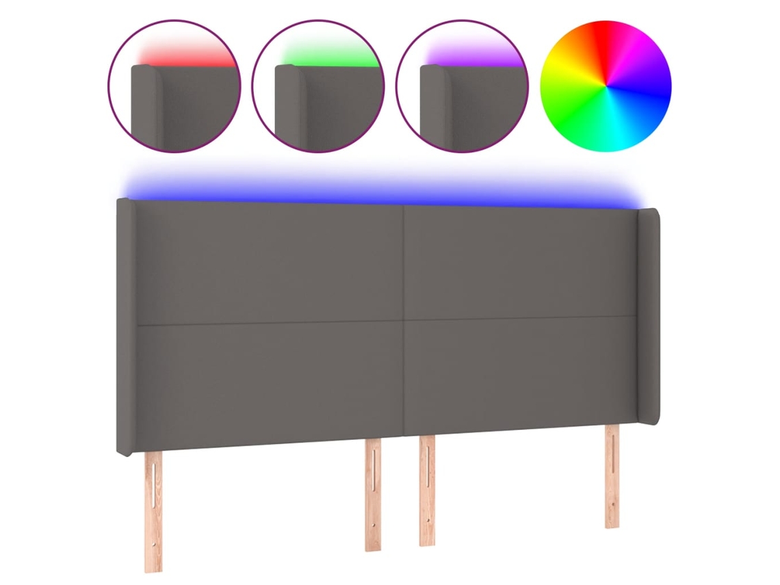 Maison Exclusive - Cabecero Con Led Cuero Sintético Gris 183x16x118/128 Cm