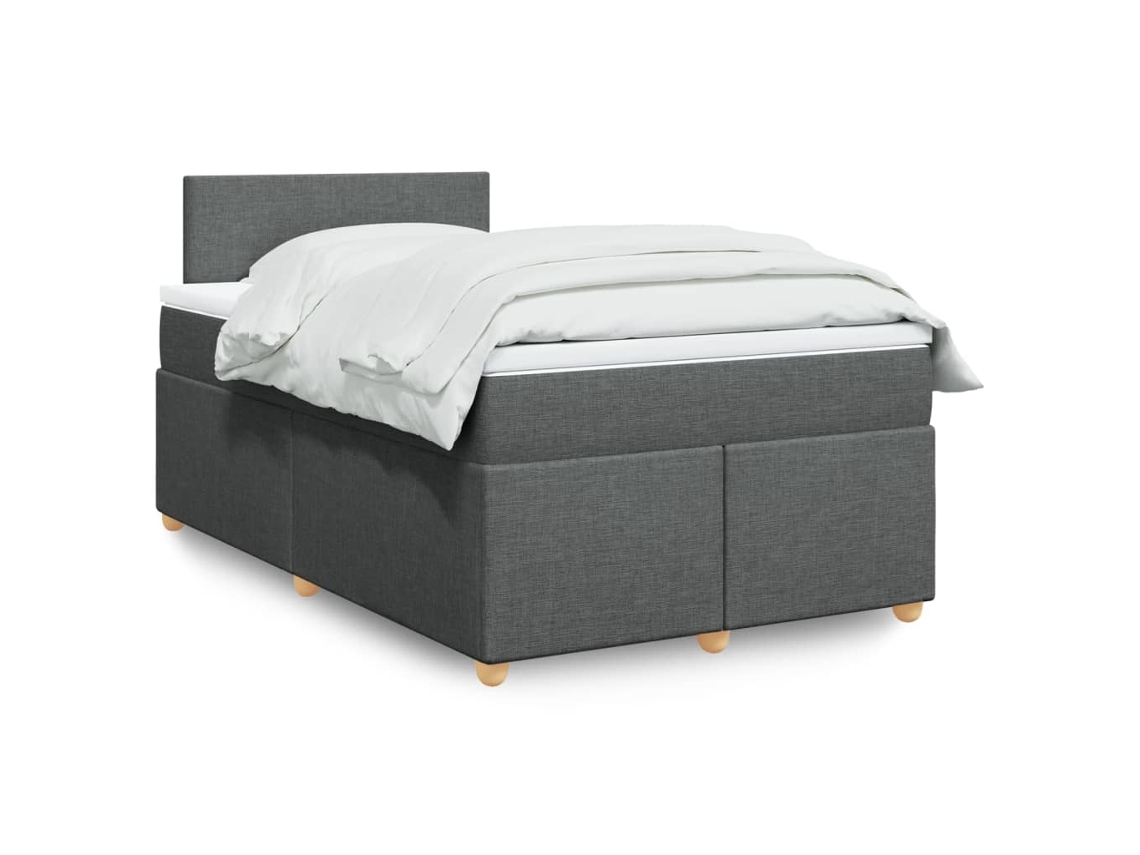 Cama Box Spring Con Colchón Tela Gris Oscuro 120x200 Cm