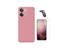 Kit Vidro Clearglass Capa Silicone Líquido Suporte L Phonecare Para Oppo A6 4g - Rosa