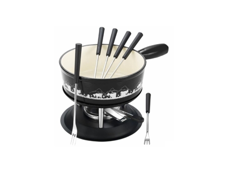 Set de fondue decoración vaca blanca y negra 9 piezas 22cm 404350 - TABLEANDCOOK