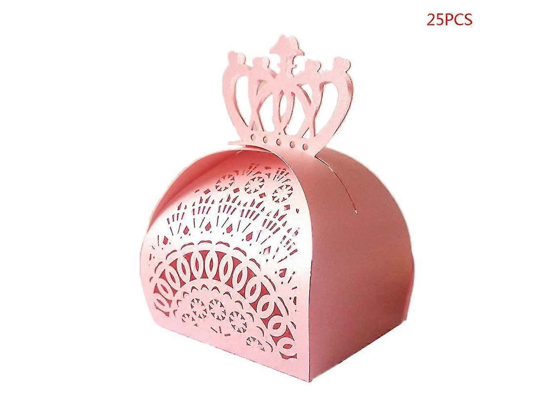 Paquete de 25 cajas de bombones cortadas a láser con forma de corona para baby showers y bodas. Hengjian