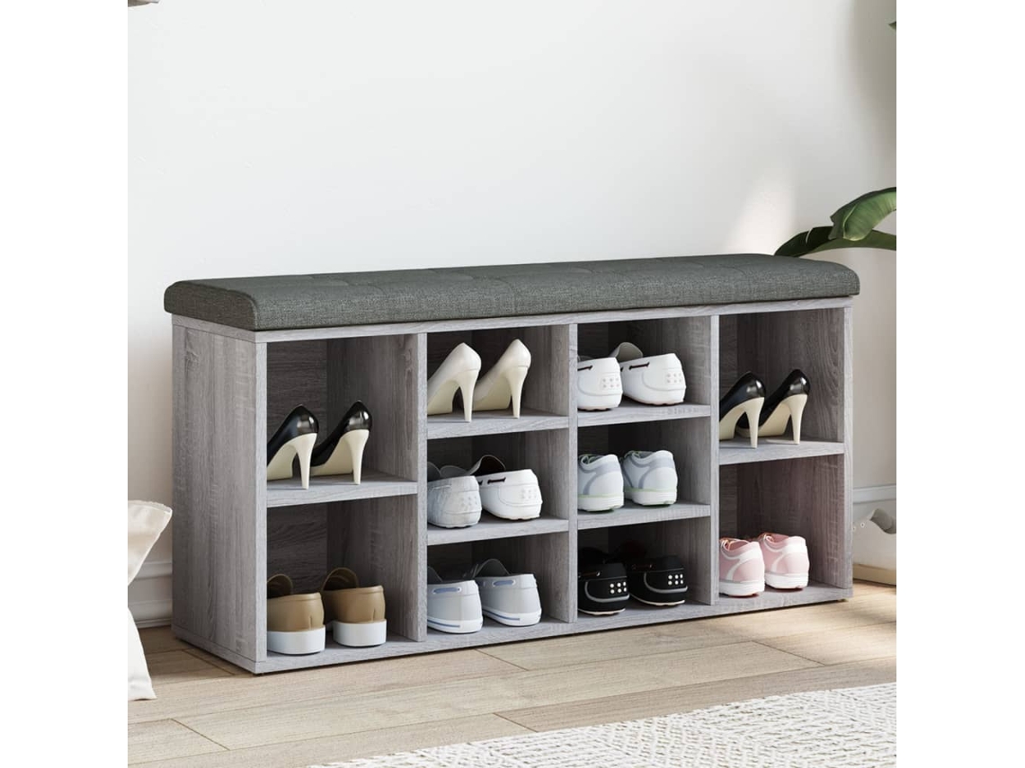 Banco de interior | Banco zapatero 102x32x50 cm Derivados de madera Gris Sonoma
