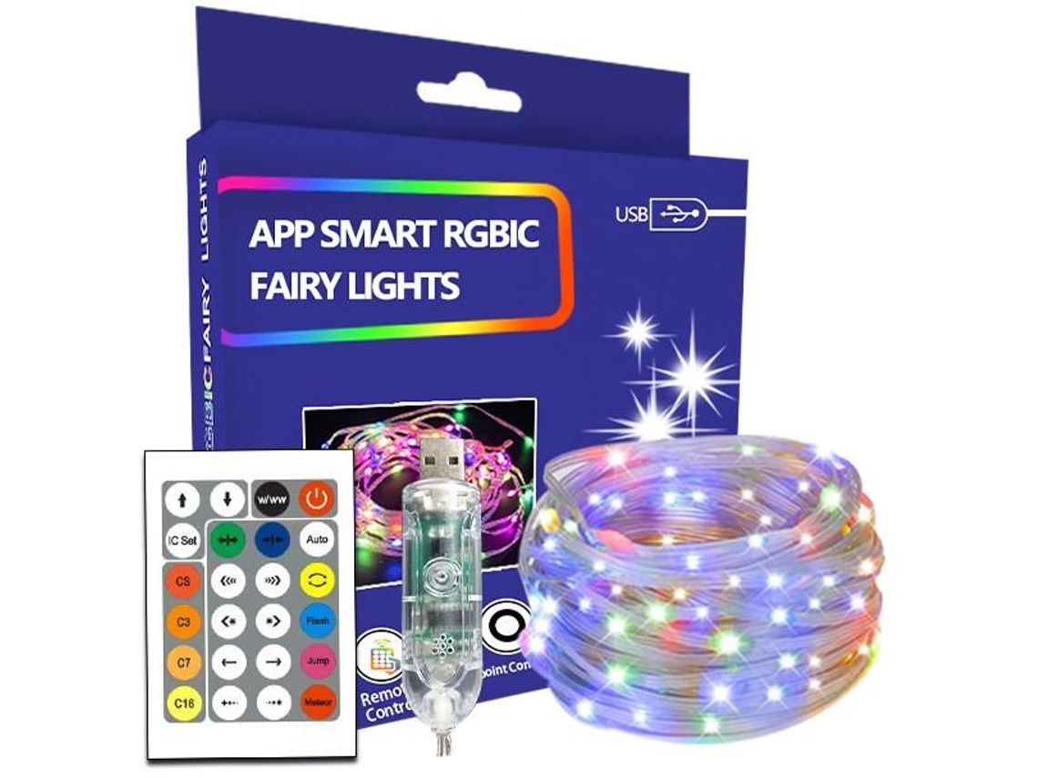 Decoraciones Para Árboles De Navidad 20 Metros Led Usb Cadena De Luz Música Sincronización Inteligente Bluetooth Control Remoto 16 Colores CHRUI