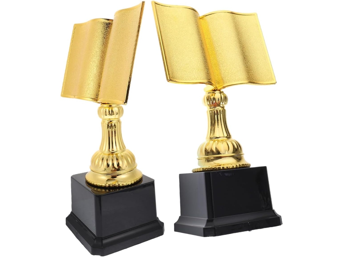 Trofeo De Lectura De Plástico Dorado De 2 Piezas