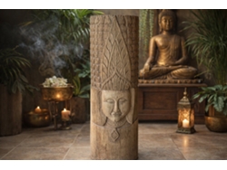 Pedestal Madera Teca Buda Tallado 30x30x116cm