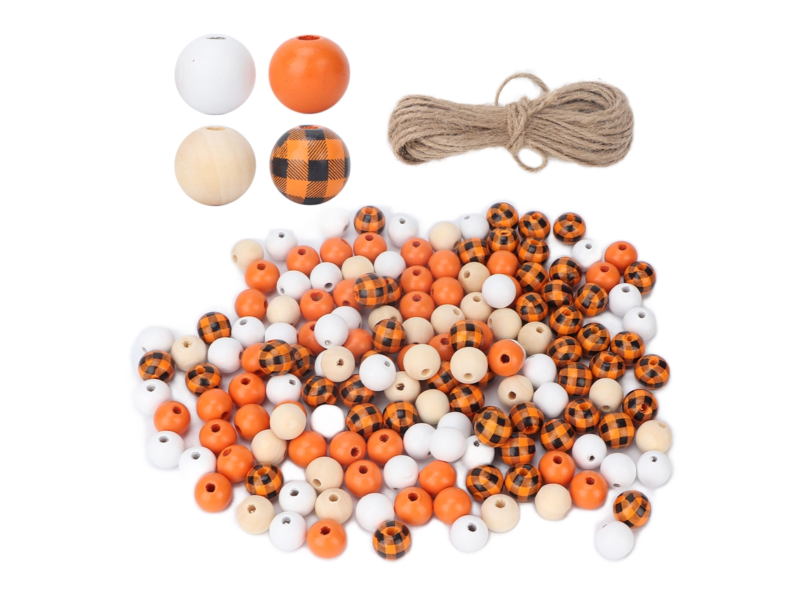 200 Perlas De Madera Redondas Naranjas Para Manualidades Y Joyería Diy