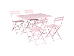 Juego de comedor exterior Beliani Fiori para 4 personas en acero rosa (110 x 70 x 72 cm)