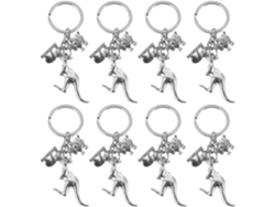 Llaveros Soportes Portátiles Acero Inoxidable Plateado Forma Animales Juego 8 Piezas Canguro Koala Oveja
