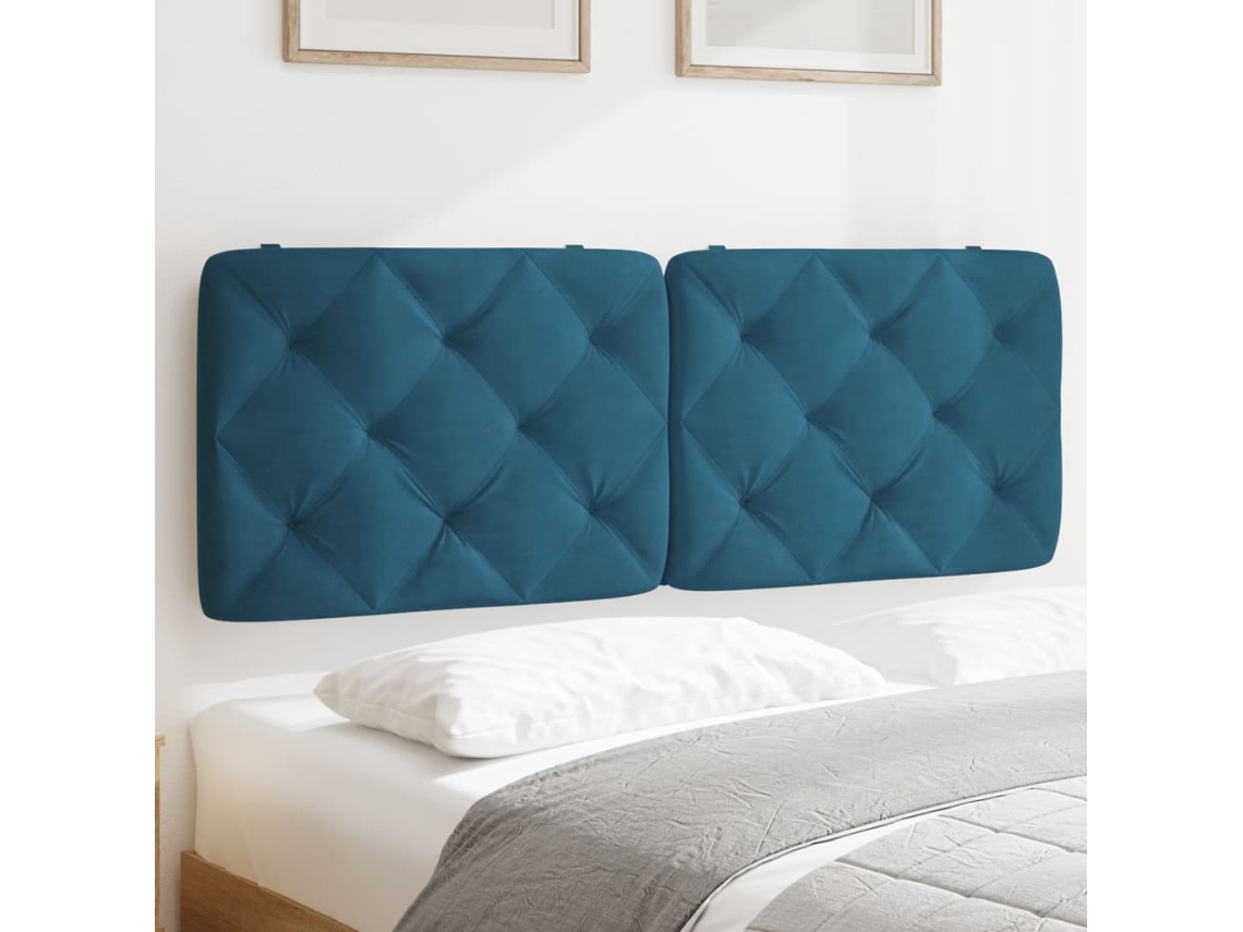 Cabecero De Cama Acolchado Terciopelo Azul 140 Cm