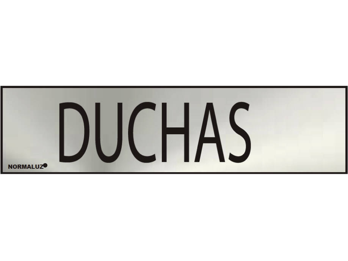Cartel Informativo NORMALUZ "Duchas" (Adhesivo Inox 0,8Mm) 5X20Cm