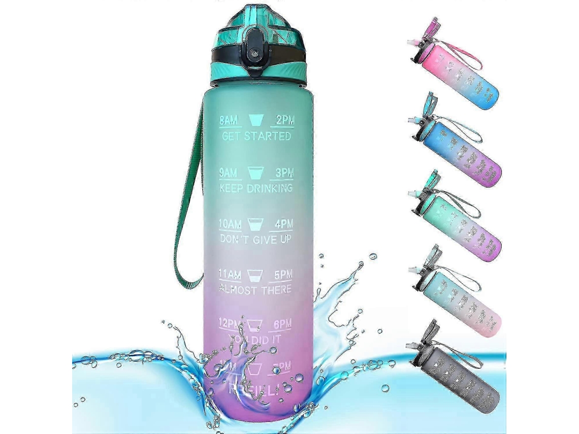 Botella Deportiva De 1 Litro Con Marcaciones De Tiempo Y Pajitas. Botellas Con... Rosewell