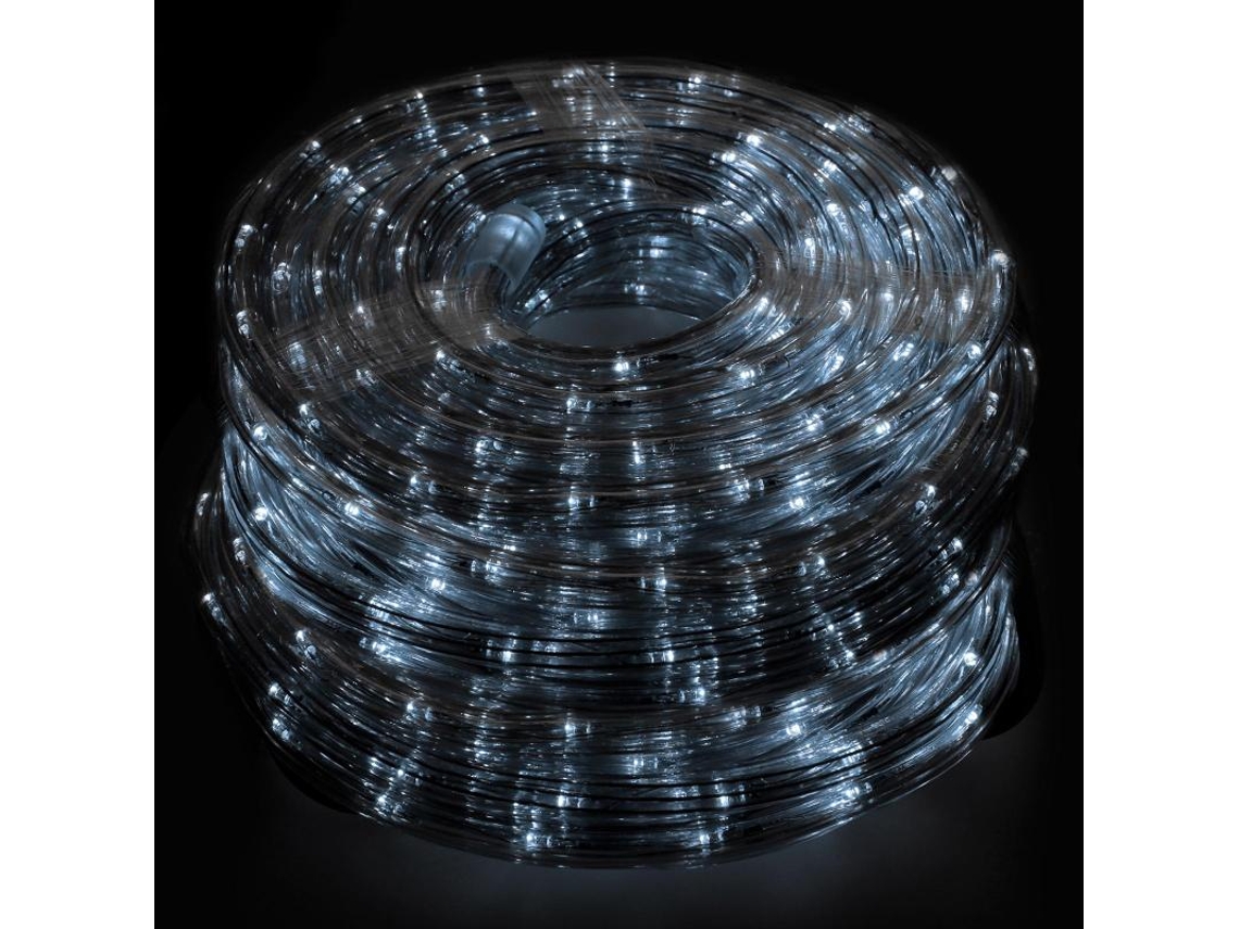 Luces navidad tubo luz blanca fria 1200 leds para exteriores / interiores protección ip44 rollo 50 metros con 3 kits de división