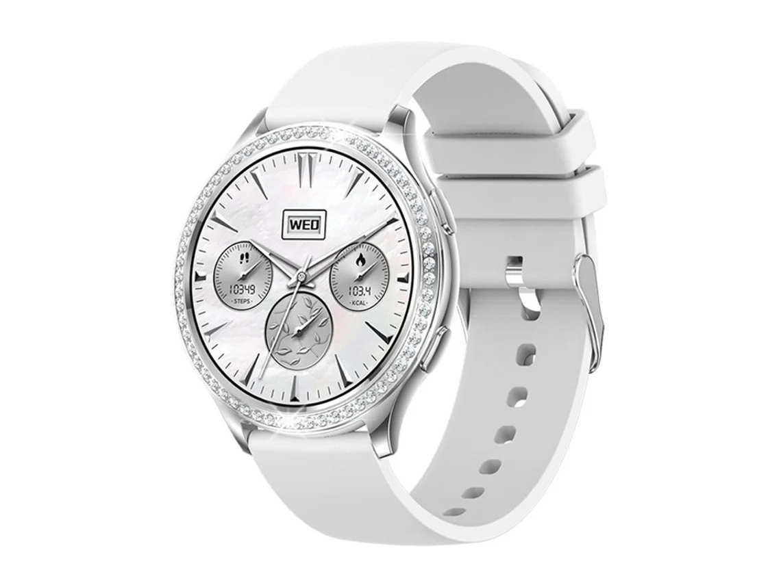 Reloj inteligente con llamadas Bluetooth, múltiples modos deportivos y detalles en diamantes, plateado Bestvite