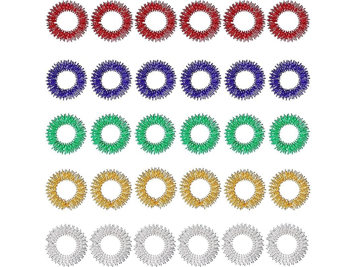 2026 30 Anillos de Acupresión, Juego de Anillos Sensoriales con Puentes para Adolescentes y Adultos, Reductor de Estrés Silencioso y Terapeuta de Masaje