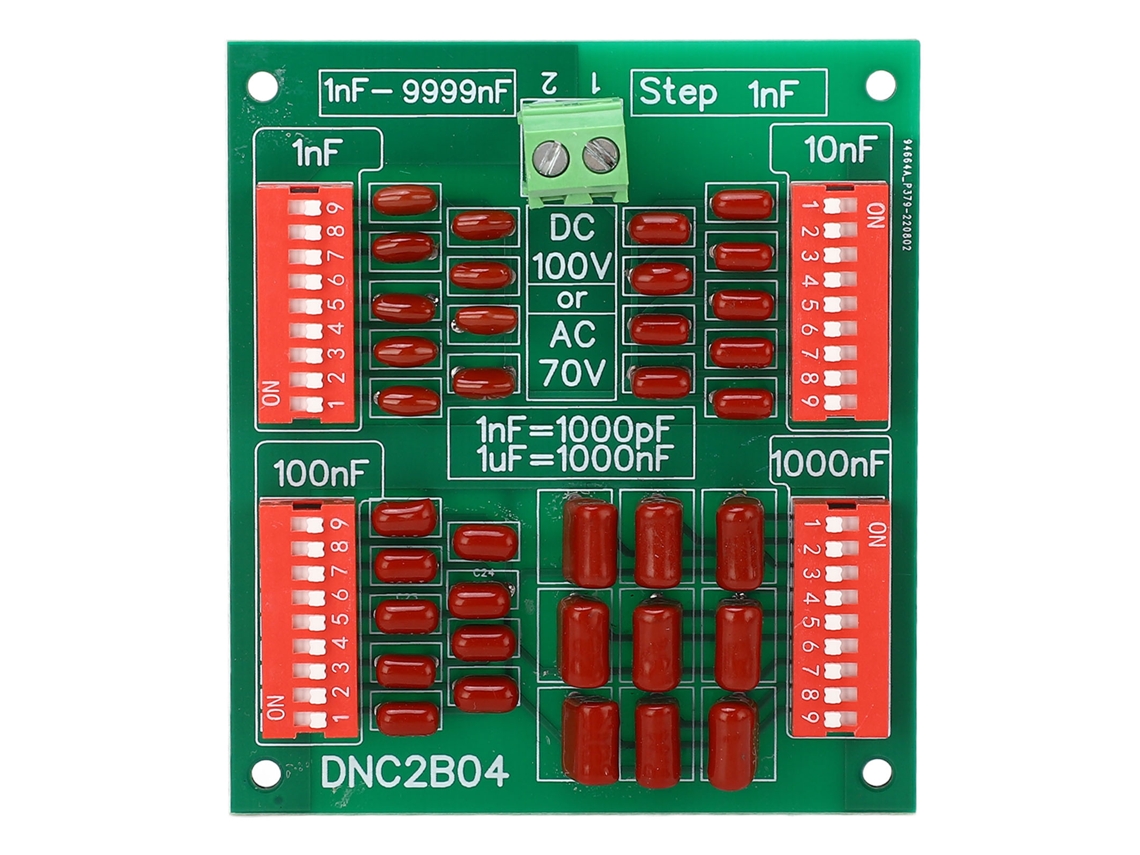 Placa de condensador programable de 4 dígitos de polipropileno, paso de 1 nF, CC 100 V, CA 70 V, DNC2B04