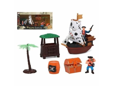 Figuras de Jugar BIGBUY FUN Playset Barco pirata 118910 (Edad Mínima Recomendada: 3 años- 7 Unidades)