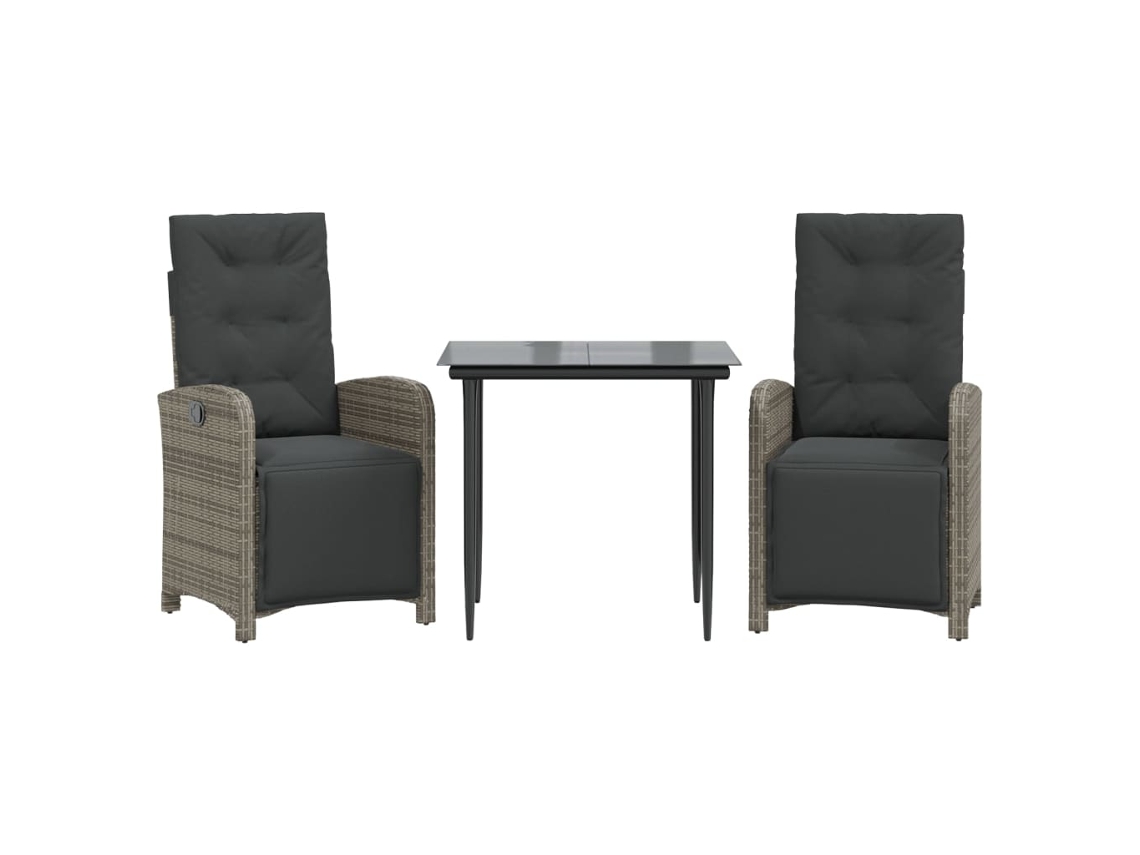 Maison Exclusive - Sillas Y Mesita De Jardín Con Cojines 3 Piezas Ratán Pe Gris