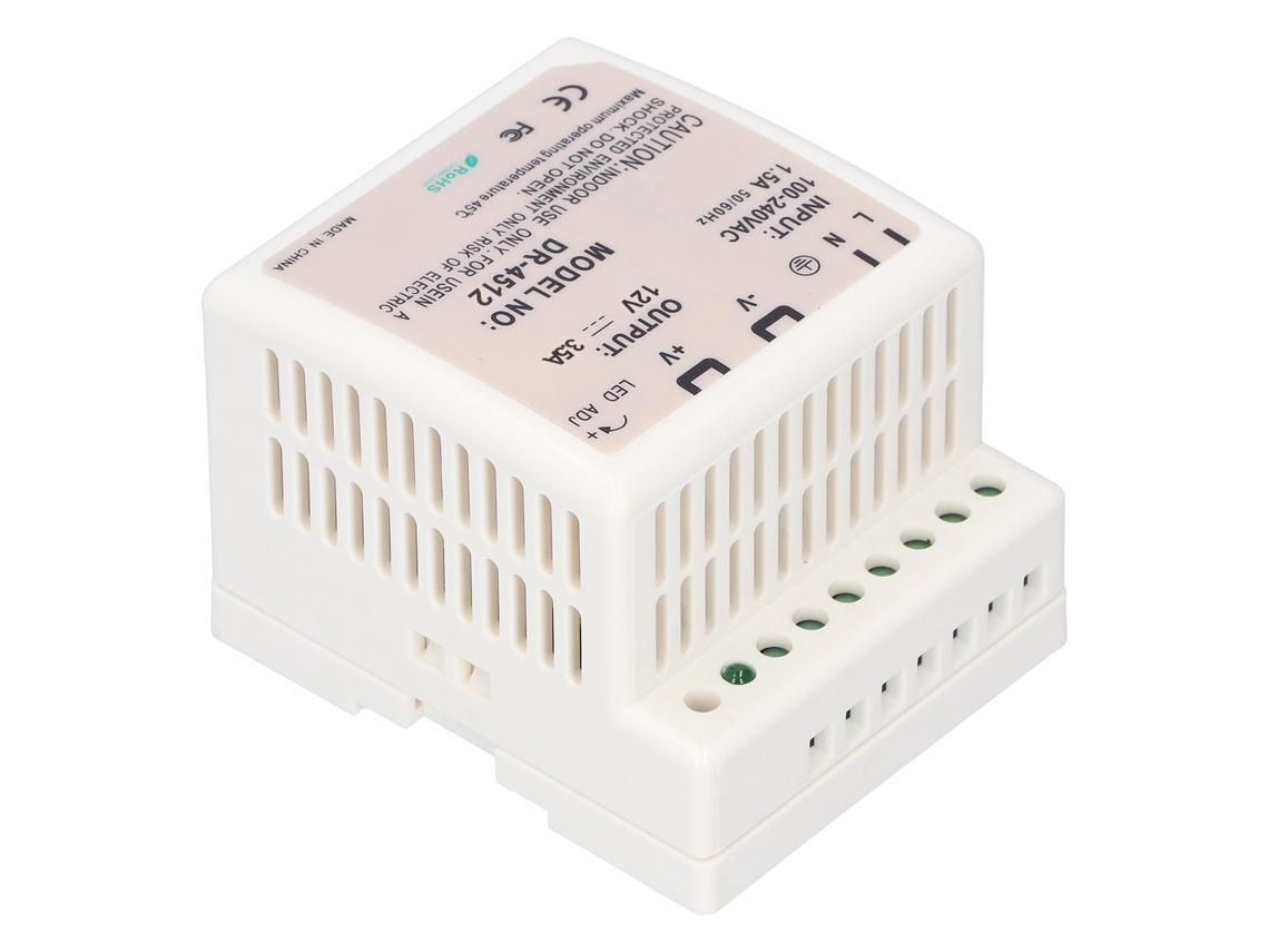 Fuente De Alimentación Din Rail Led Regulable Ajustable Para Gabinete De Control Eléctrico Dr‑45‑12