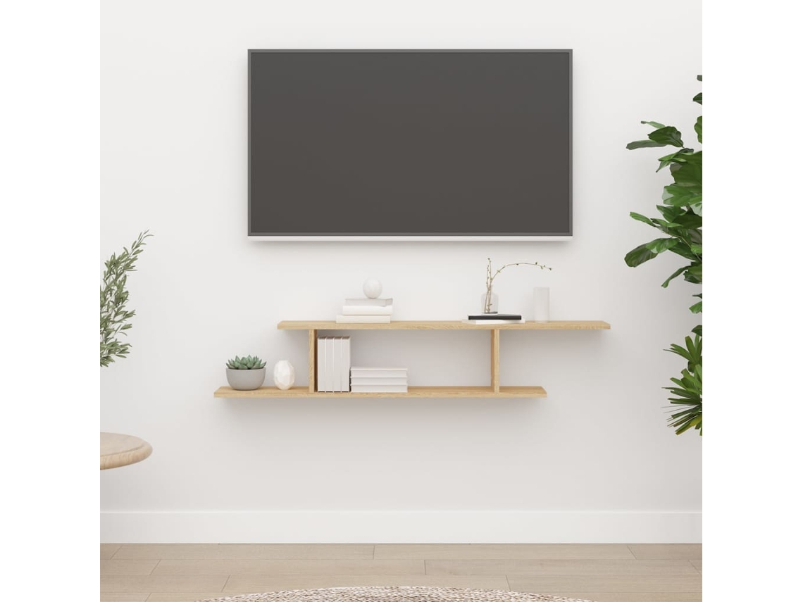 Estante De Pared Para Tv Contrachapado Roble Sonoma 125x18x23cm