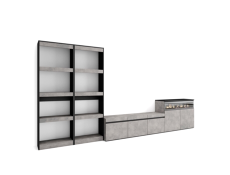 Muebles de Salón para TV 370x186x35cm Para TV hasta 65 Chimenea eléctrica Cemento